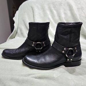Frye Black Leather Ankle Boots